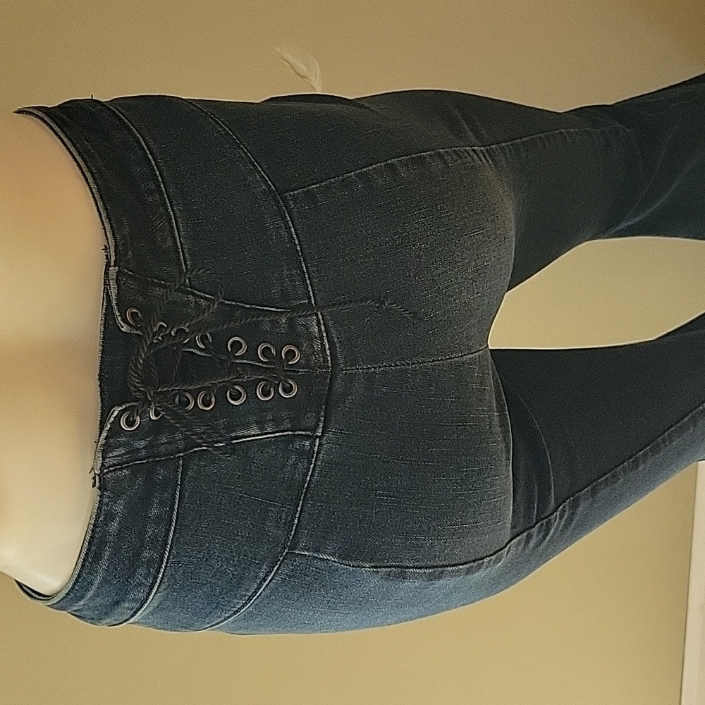 Free People We The Free Curvy Lace Back High Rise Flare Jean With Raw Hem - Picture 7 of 14